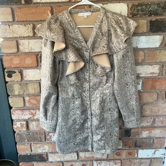 Karlie Ruffle Python Print Snap Front Dress - Picture 2 of 10